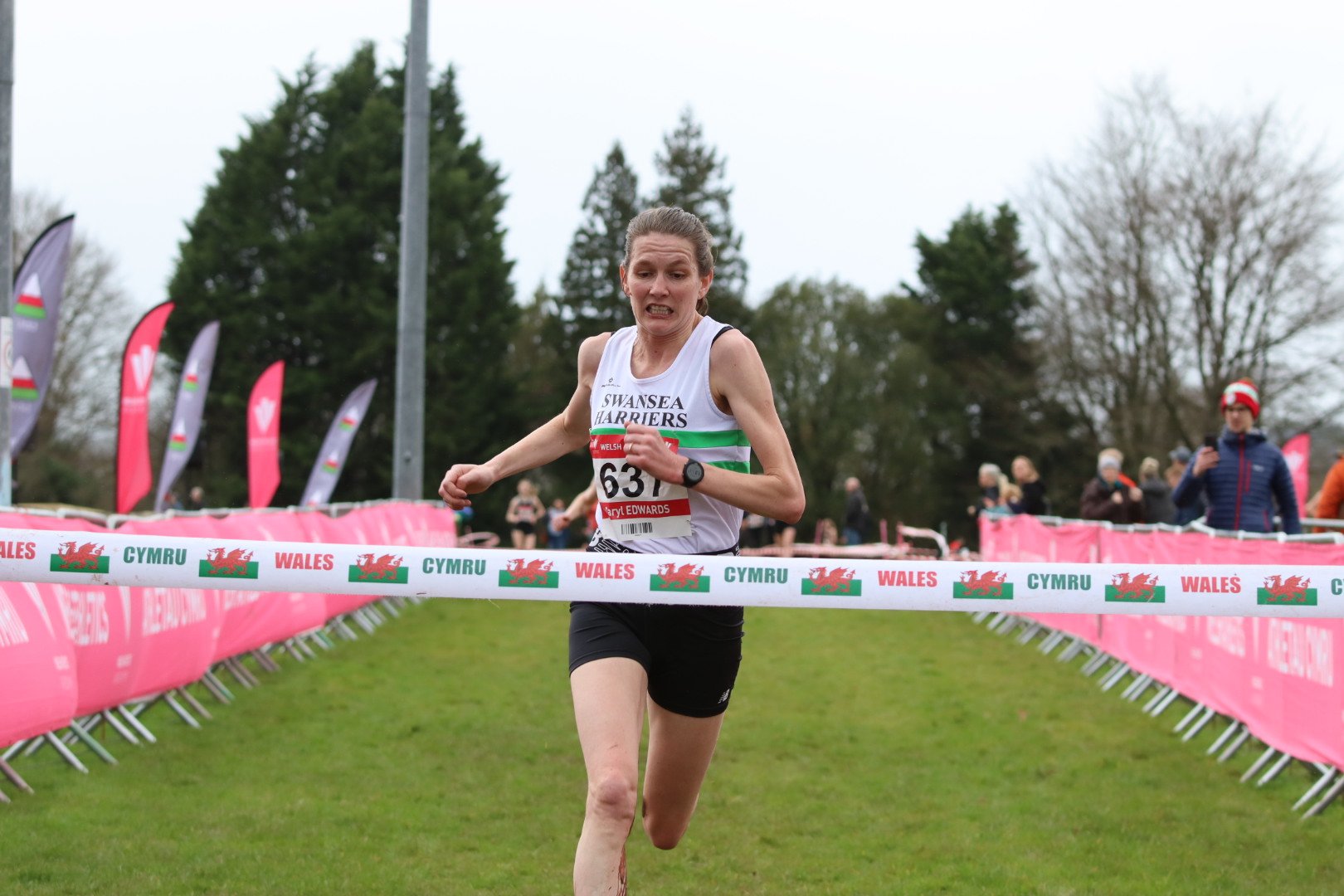 Caryl Edwards winning the senior women's race at Welsh Cross Country Champs in Brecon